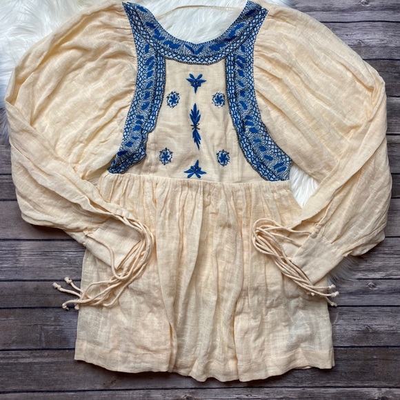 Free People Ivory Embroidered Tunic Top - Picture 1 of 5